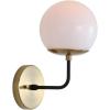 SAFAVIEH SCN4017A Lighting Cayden Brass Gold and Black Wall (LED Bulb Included) Sconce, White