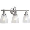 SAFAVIEH SCN4046A Dunes Brush Nickel and Clear 3-Light Bathroom (LED Bulbs Included) Sconce