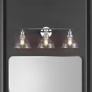 SAFAVIEH Lighting Collection Calyna Chrome/Clear 3-light Wall Sconce Light Fixture Ideal for Bathroom, Entryway, Vanity, Foyer, Hallway, Living Room (LED Bulbs Included)(Chrome)