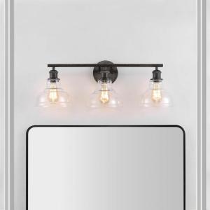 SAFAVIEH Lighting Collection Calyna Chrome/Clear 3-light Wall Sconce Light Fixture Ideal for Bathroom, Entryway, Vanity, Foyer, Hallway, Living Room (LED Bulbs Included)(Black)