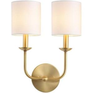 SAFAVIEH Lighting Collection Ferrara Gold/White Shade 2-Light Single Wall Sconce