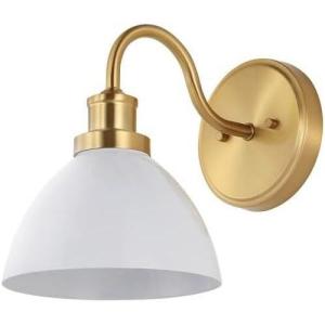 SAFAVIEH Lighting Collection Genetta Gold/White Shade Dome Single Wall Sconce