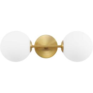 SAFAVIEH Lighting Collection Hymn Chrome 2-light Globe Wall Sconce Light Fixture Ideal for Bathroom, Entryway, Vanity, Foyer, Hallway, Living Room (LED Bulbs Included)(Brass)