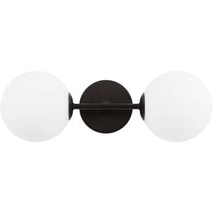 SAFAVIEH Lighting Collection Hymn Chrome 2-light Globe Wall Sconce Light Fixture Ideal for Bathroom, Entryway, Vanity, Foyer, Hallway, Living Room (LED Bulbs Included)(Black)