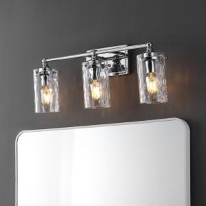 SAFAVIEH Lighting Collection Johari Chrome 3-Light Wall Sconce Light Fixture, Ideal for Bathroom, Entryway, Vanity Over Mirror, Foyer, Hallway, Living Room (LED Bulbs Included)(Chrome)