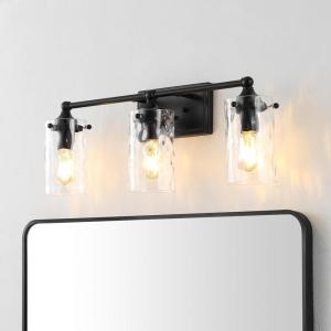 SAFAVIEH Lighting Collection Johari Chrome 3-Light Wall Sconce Light Fixture, Ideal for Bathroom, Entryway, Vanity Over Mirror, Foyer, Hallway, Living Room (LED Bulbs Included)(Black)