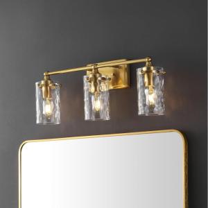 SAFAVIEH Lighting Collection Johari Chrome 3-Light Wall Sconce Light Fixture, Ideal for Bathroom, Entryway, Vanity Over Mirror, Foyer, Hallway, Living Room (LED Bulbs Included)(Gold)