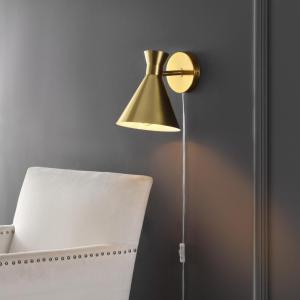 SAFAVIEH Lighting Collection Jordie Modern Brass Gold Downlight Wall Sconce Light Fixture, Ideal for Bathroom, Entryway, Vanity, Foyer, Hallway, Living Room (LED Bulb Included)(Brass)