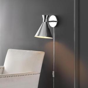 SAFAVIEH Lighting Collection Jordie Modern Brass Gold Downlight Wall Sconce Light Fixture, Ideal for Bathroom, Entryway, Vanity, Foyer, Hallway, Living Room (LED Bulb Included)(Chrome)