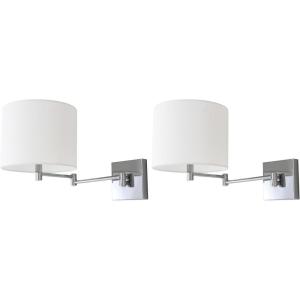 SAFAVIEH Lighting Collection Lillian Modern Contemporary Chrome Bedroom Bathroom Vanity Hallway Foyer Living Room Wall Sconce Set of 2 (LED Bulbs Included)(Chrome)