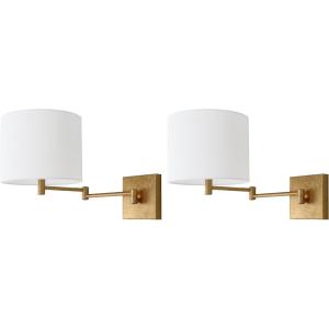 SAFAVIEH Lighting Collection Lillian Modern Contemporary Chrome Bedroom Bathroom Vanity Hallway Foyer Living Room Wall Sconce Set of 2 (LED Bulbs Included)(Gold Leaf)