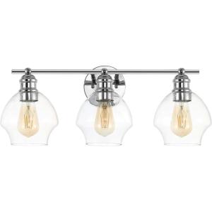 SAFAVIEH Lighting Collection Mylsa Gold/Clear 3-light Wall Sconce Light Fixture Ideal for Bathroom, Entryway, Vanity, Foyer, Hallway, Living Room (LED Bulbs Included)(Chrome/Clear)