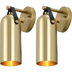 SAFAVIEH Lighting Collection Westly White/Gold Modern Downlight Wall Sconce Set of 2 Light Fixture, Ideal for Bathroom, Entryway, Vanity, Foyer, Hallway, Living Room (LED Bulbs Included)(Gold)
