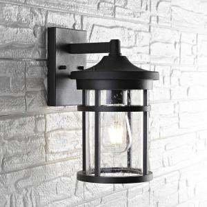 SAFAVIEH PLT4001A Lighting Senta Black Metal Wall (LED Bulb Included) Outdoor Lantern