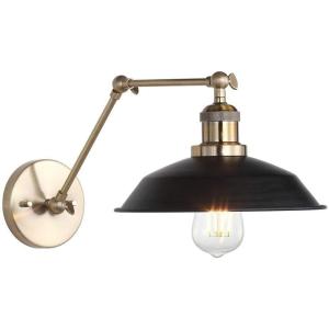 SAFAVIEH SCN4026A Lighting Kingston Adjustable Brass Gold and Black Wall (LED Bulb Included) Sconce