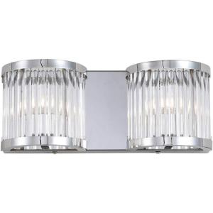 SAFAVIEH SCN4030A Karter Chrome and Clear 2-Light Wall (LED Bulbs Included) Sconce
