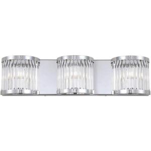 SAFAVIEH SCN4031A Maverick Chrome and Clear 3-Light Wall (LED Bulbs Included) Sconce
