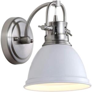 SAFAVIEH SCN4053B Lighting Lawson Brush Nickel and White Bathroom (LED Bulb Included) Sconce(White)