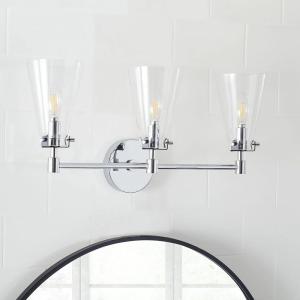 Safavieh Lighting Collection Lonsen Matte Black 3-Light Vanity Sconce (LED Bulb Included)(Chrome / Black)