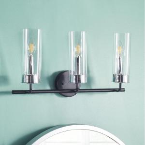 Safavieh Lighting Collection Remery Matte Black/Chrome 3-Light Sconce (LED Bulb Included)
