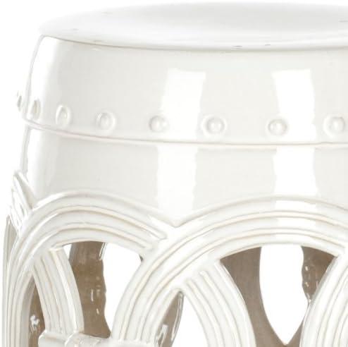 image:imageSAFAVIEH Home Collection Double Coin Antique BlueGreen Ceramic Indoor Outdoor Decorative Garden Stool Fully AssembledAntique White