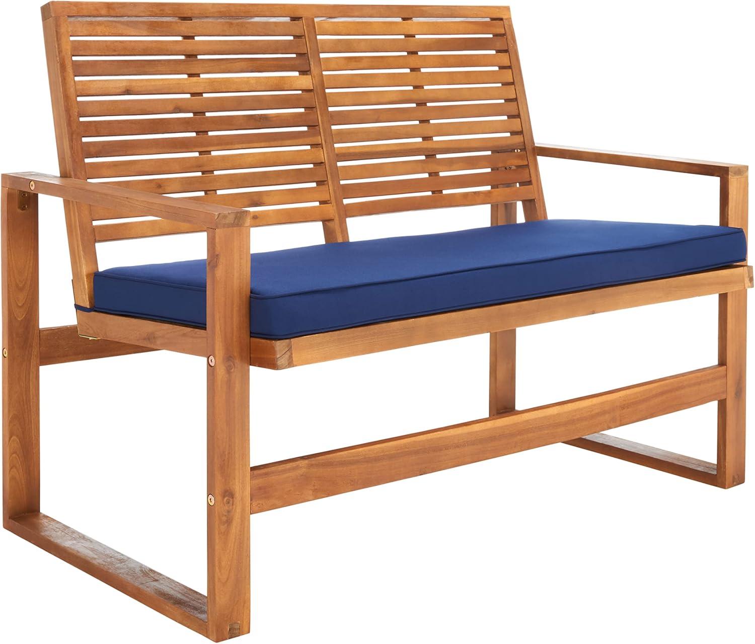 image:imageSAFAVIEH Home Collection Hailey Outdoor Living Acacia Patio SetNatural Navy