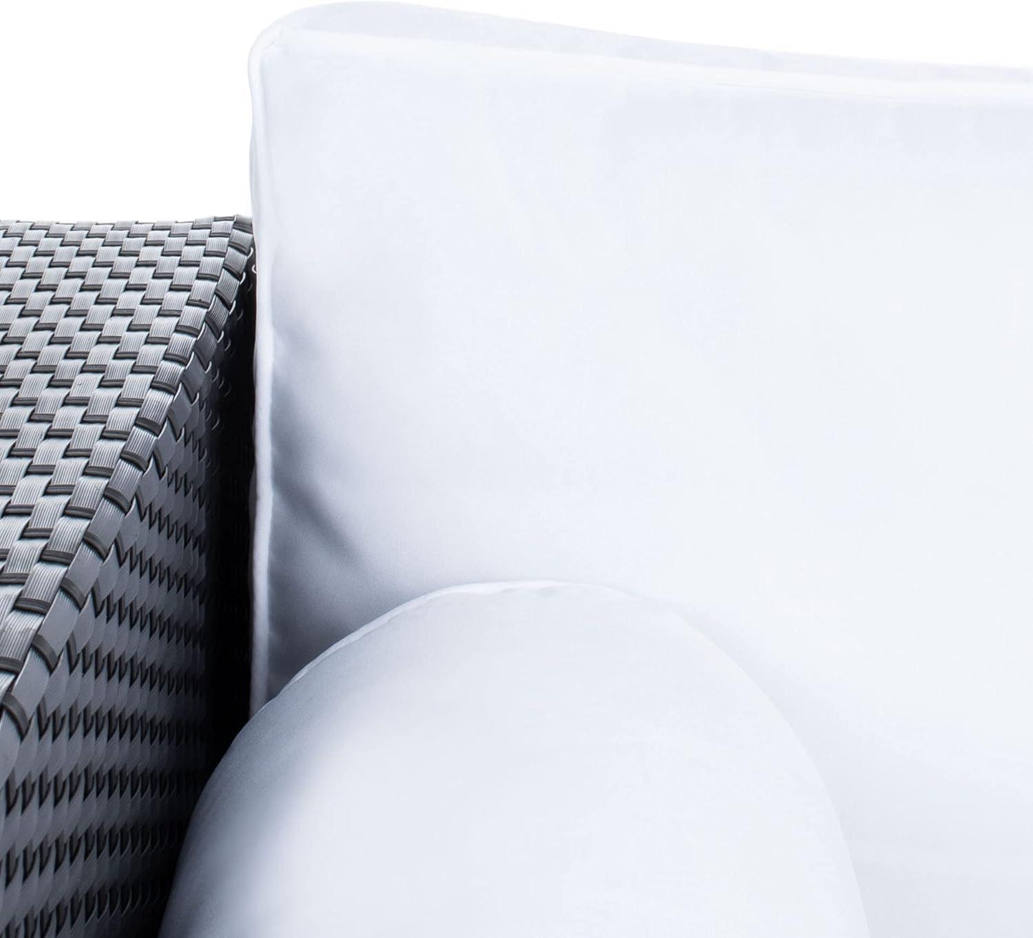 image:imageSAFAVIEH Outdoor Collection Analon Wicker Cushion Sectional Set PAT7716B3BX BeigeWhiteBlack White