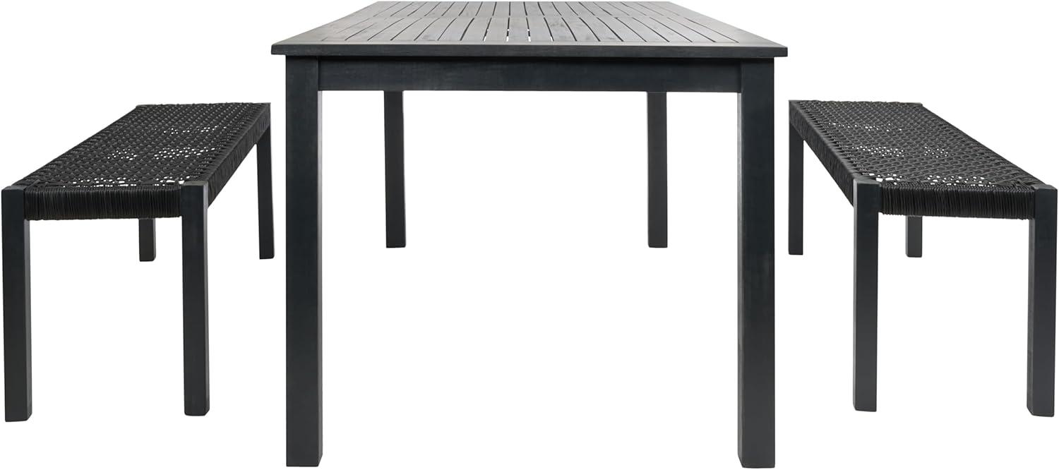 image:imageSAFAVIEH Outdoor Collection Aquina Natural Acacia WoodLight Brown 3Piece Dining SetBlackBlack