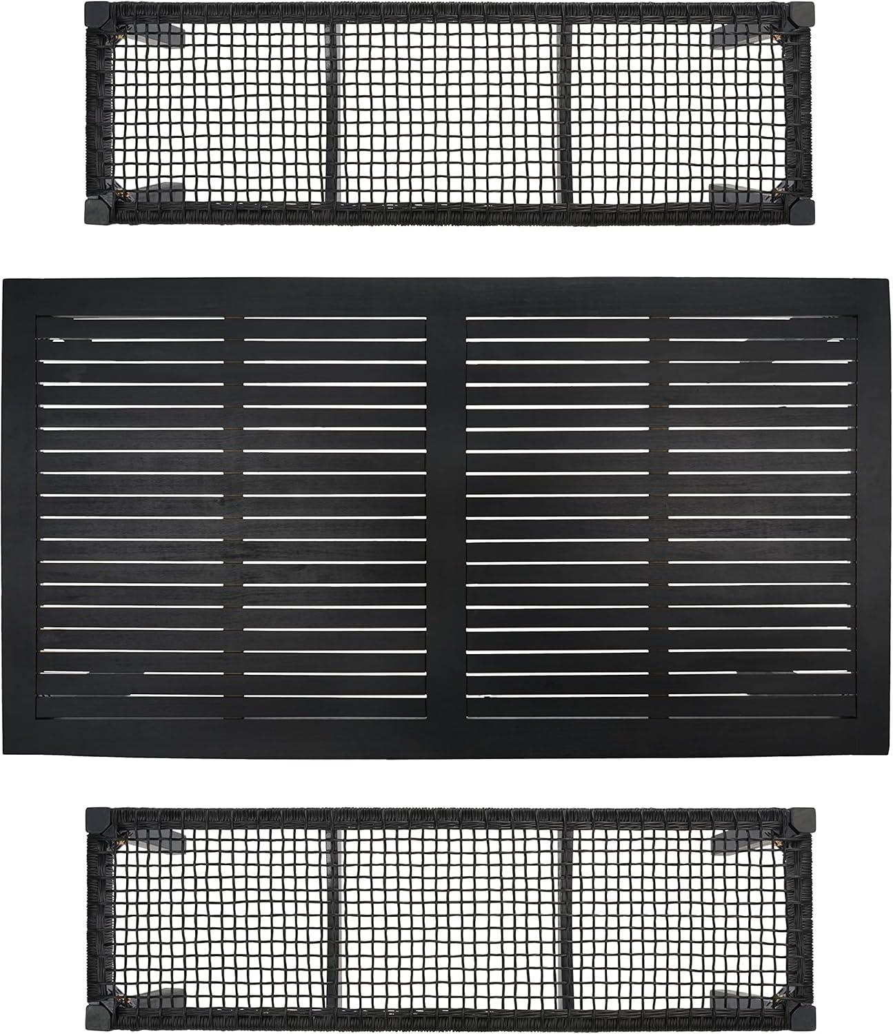 image:imageSAFAVIEH Outdoor Collection Aquina Natural Acacia WoodLight Brown 3Piece Dining SetBlackBlack