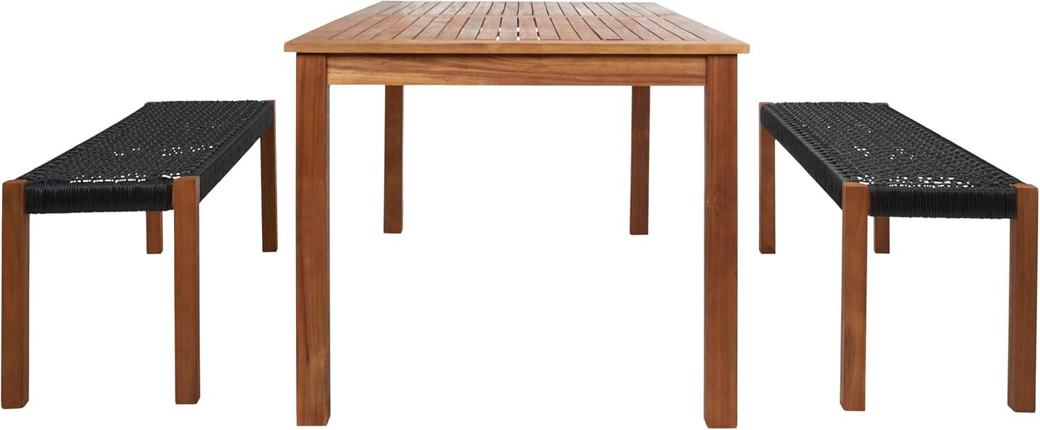 image:imageSAFAVIEH Outdoor Collection Aquina Natural Acacia WoodLight Brown 3Piece Dining SetNaturalBlack
