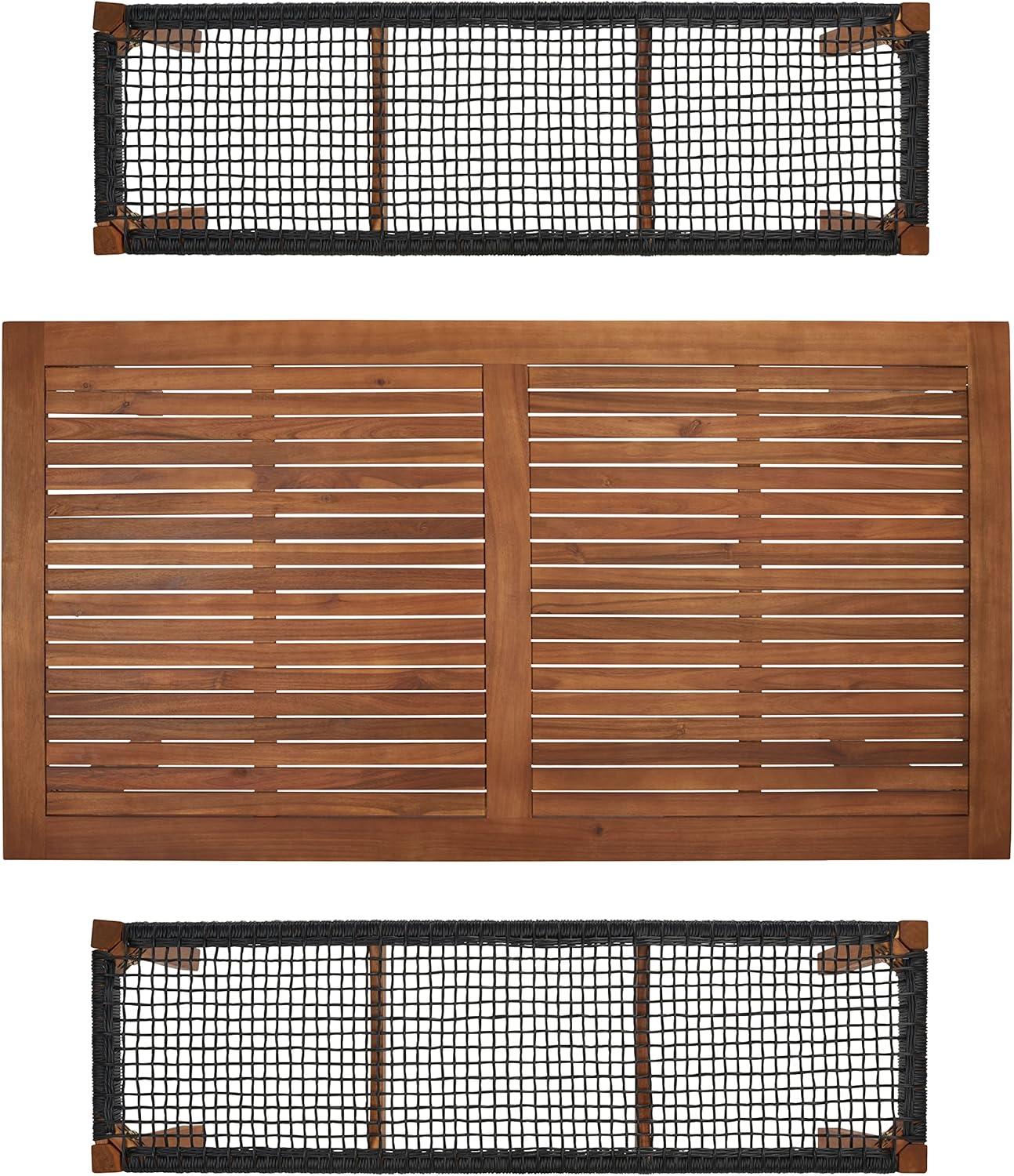 image:imageSAFAVIEH Outdoor Collection Aquina Natural Acacia WoodLight Brown 3Piece Dining SetNaturalBlack