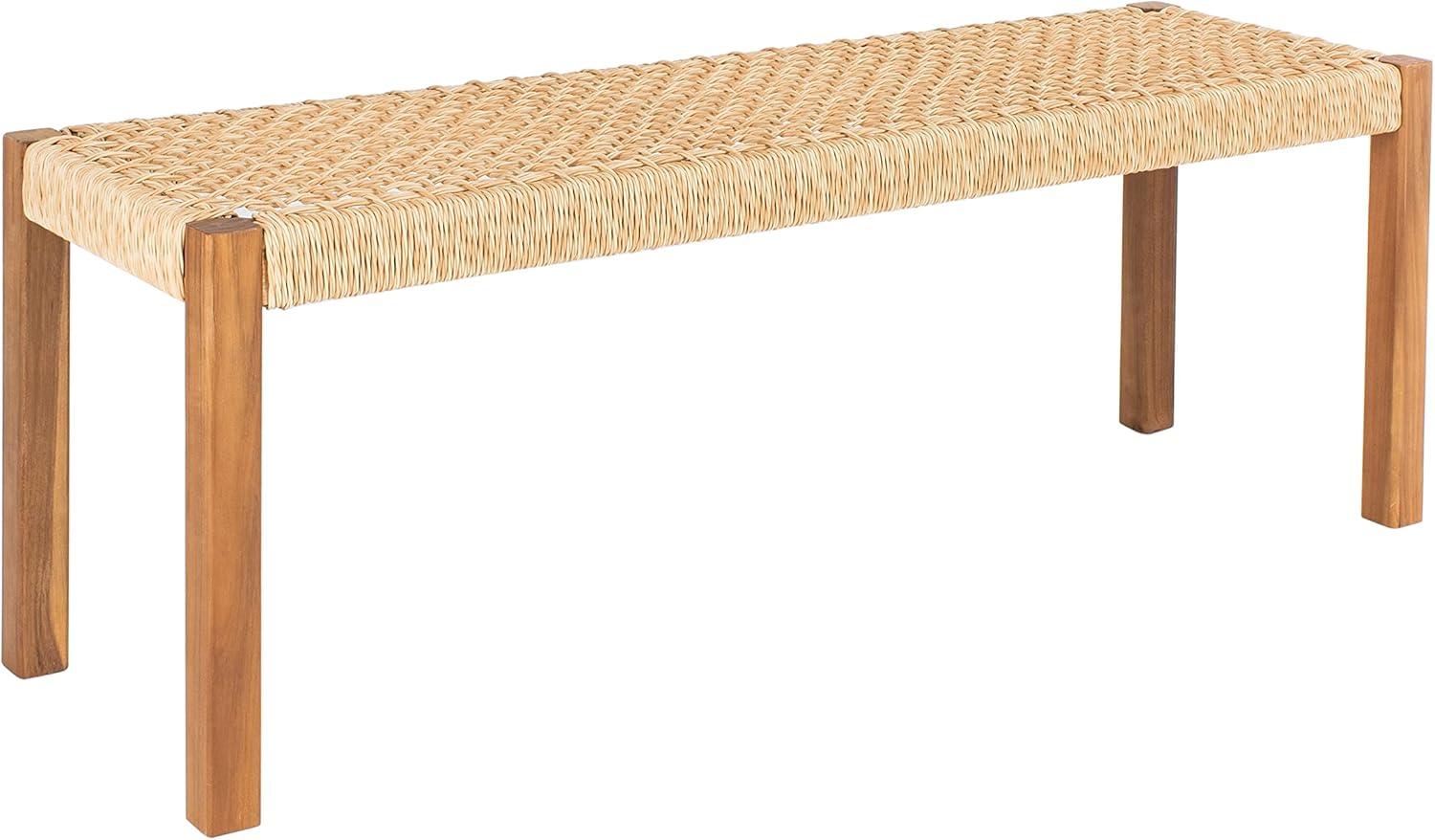 image:imageSAFAVIEH Outdoor Collection Aquina Natural Acacia WoodLight Brown 3Piece Dining SetNaturalNatural