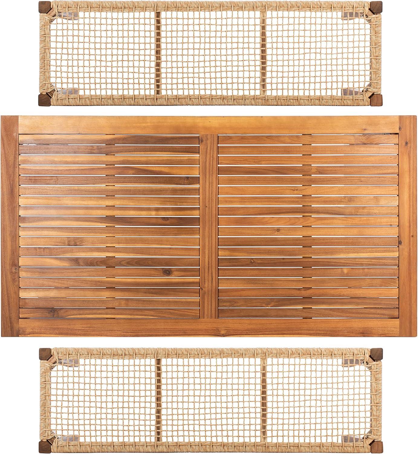 image:imageSAFAVIEH Outdoor Collection Aquina Natural Acacia WoodLight Brown 3Piece Dining SetNaturalNatural
