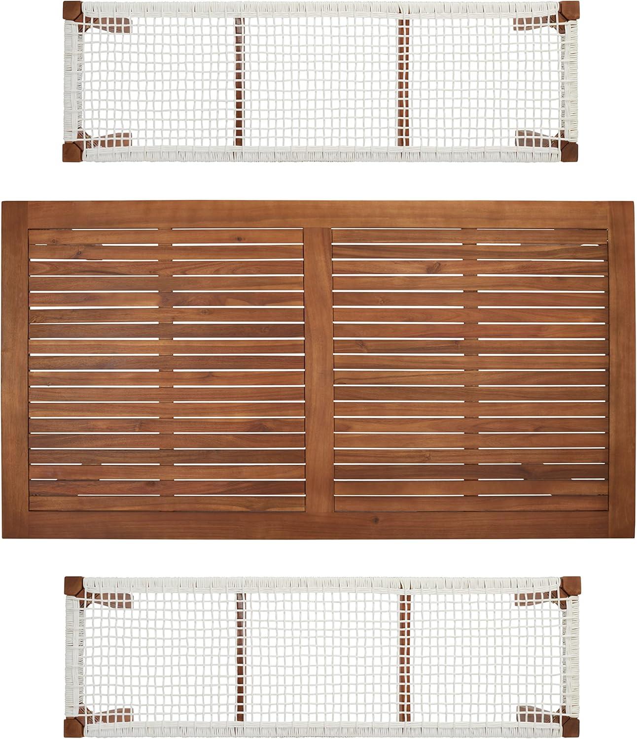 image:imageSAFAVIEH Outdoor Collection Aquina Natural Acacia WoodLight Brown 3Piece Dining SetNaturalWhite