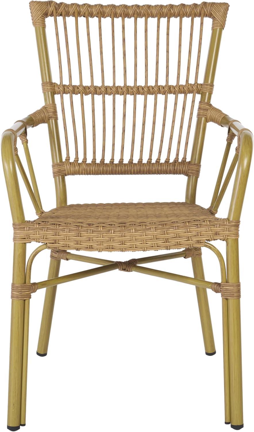 image:imageSAFAVIEH Outdoor Collection Bora Tropical Brown Patio Arm Chair Set of 2 Fully Assembled