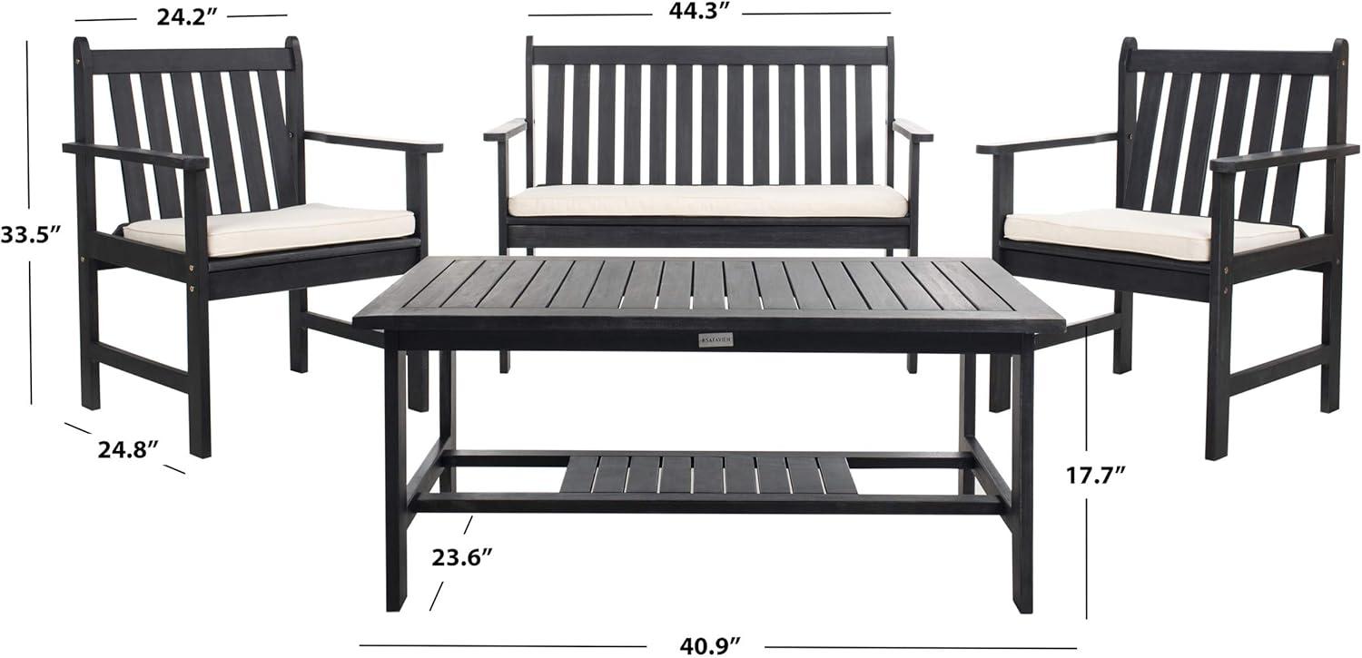 image:imageSAFAVIEH Outdoor Collection Burbank Black and White 4 Pc Outdoor SetBlack Beige