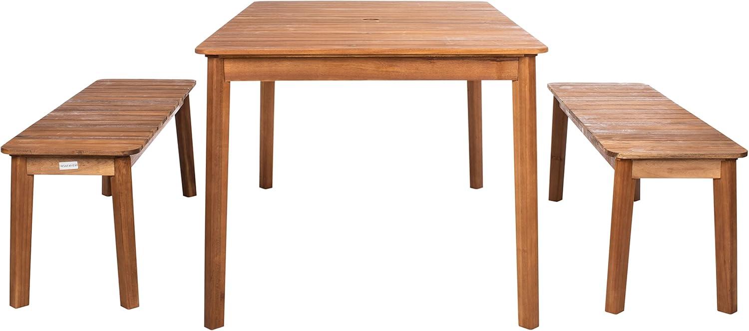 image:imageSAFAVIEH Outdoor Collection Europa Natural Acacia Wood 3Piece Patio Dining SetNatural