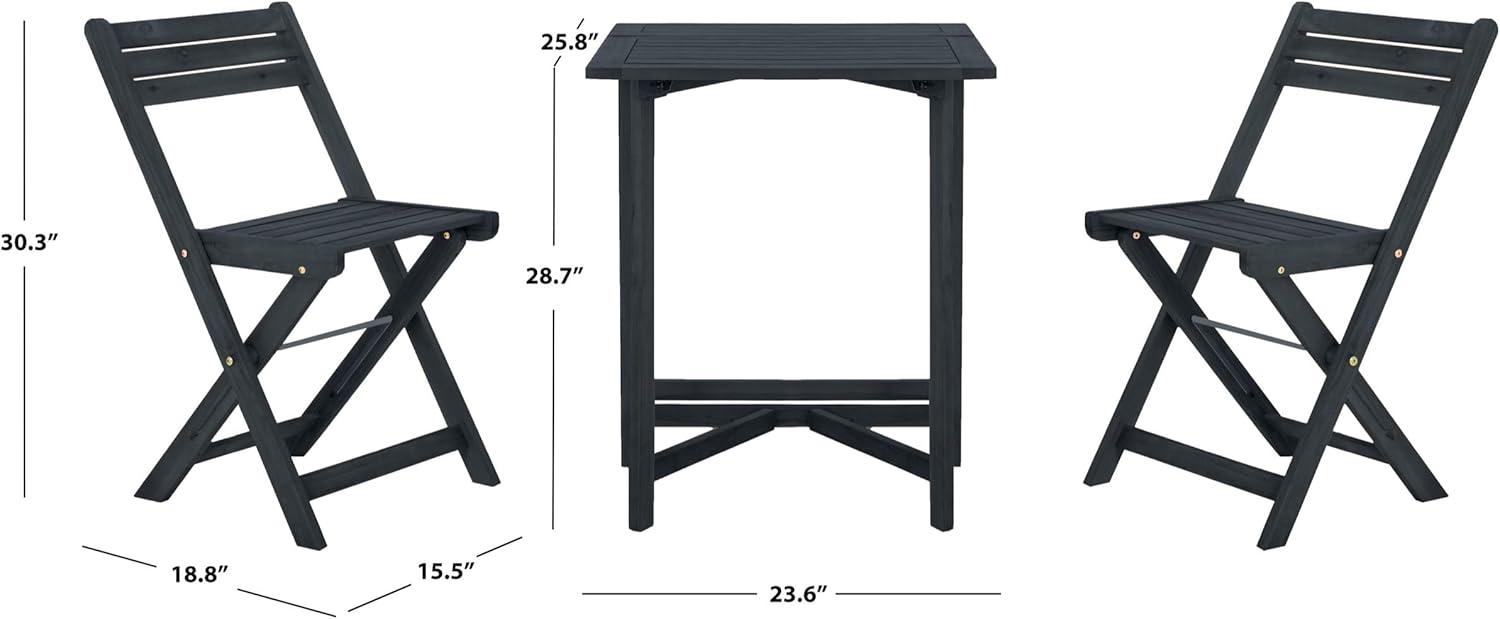 image:imageSAFAVIEH Outdoor Collection Gallo Ash Grey Acacia Wood 3Piece Balcony Bistro SetDark Slate Gray
