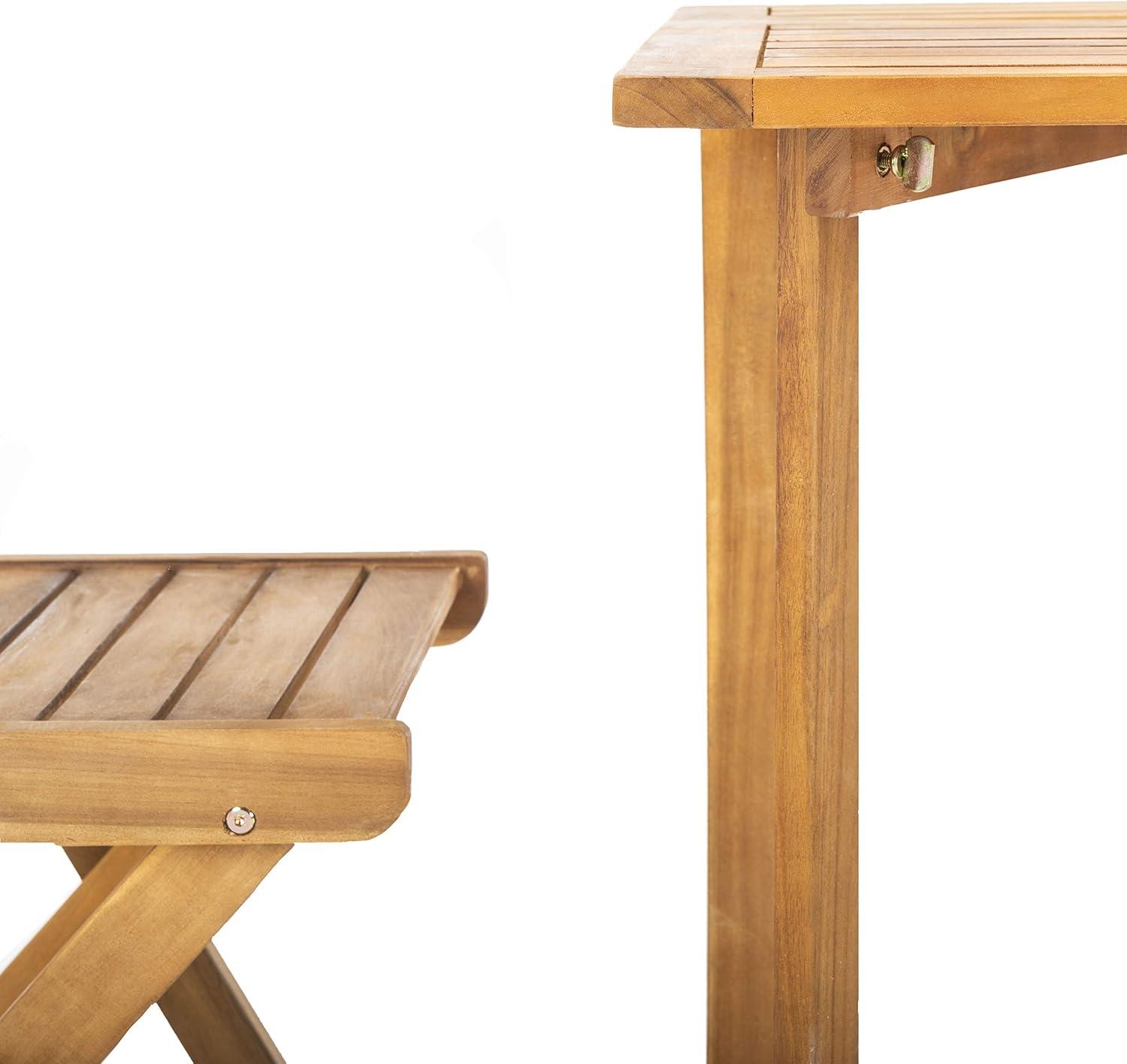 image:imageSAFAVIEH Outdoor Collection Gallo Ash Grey Acacia Wood 3Piece Balcony Bistro SetNatural