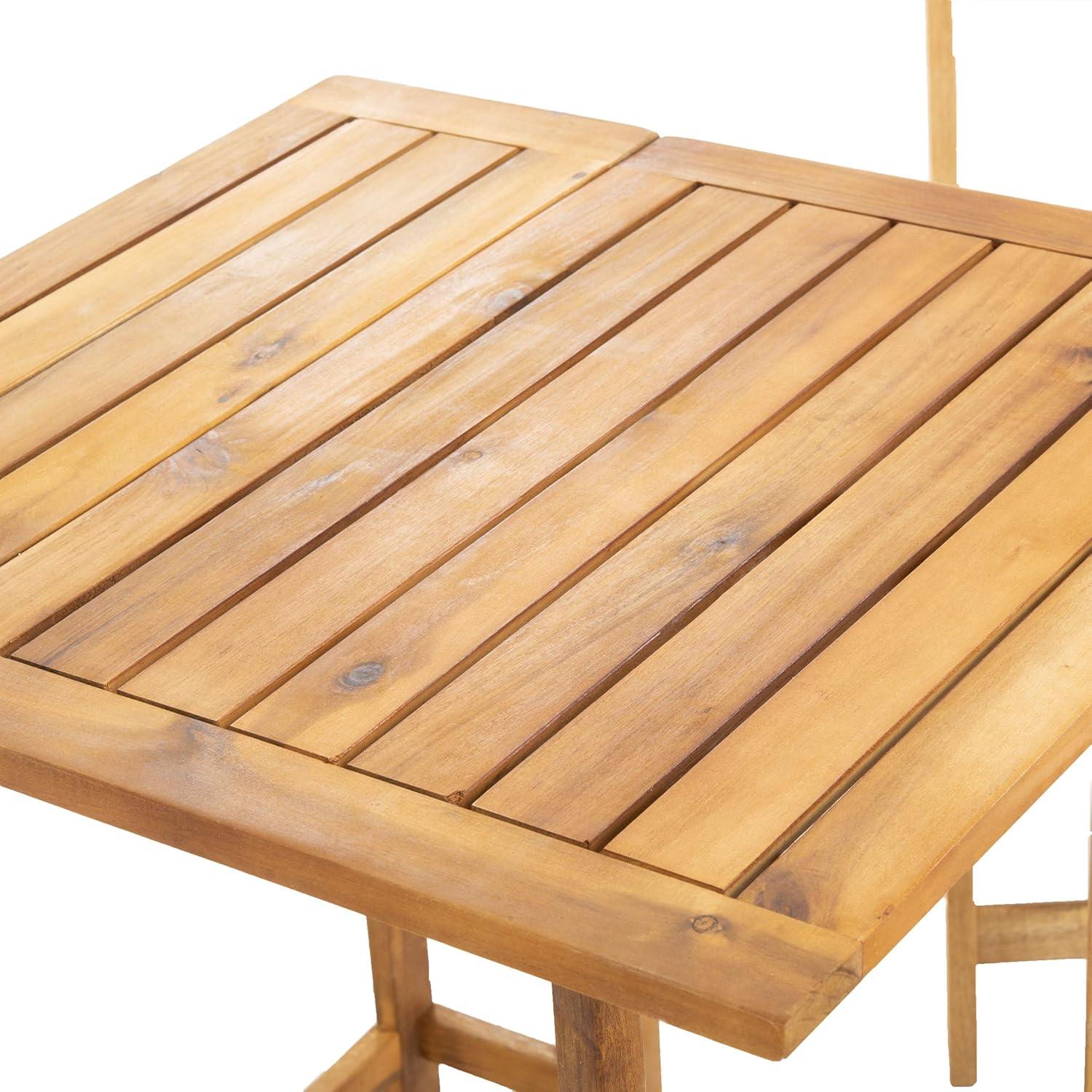 image:imageSAFAVIEH Outdoor Collection Gallo Ash Grey Acacia Wood 3Piece Balcony Bistro SetNatural