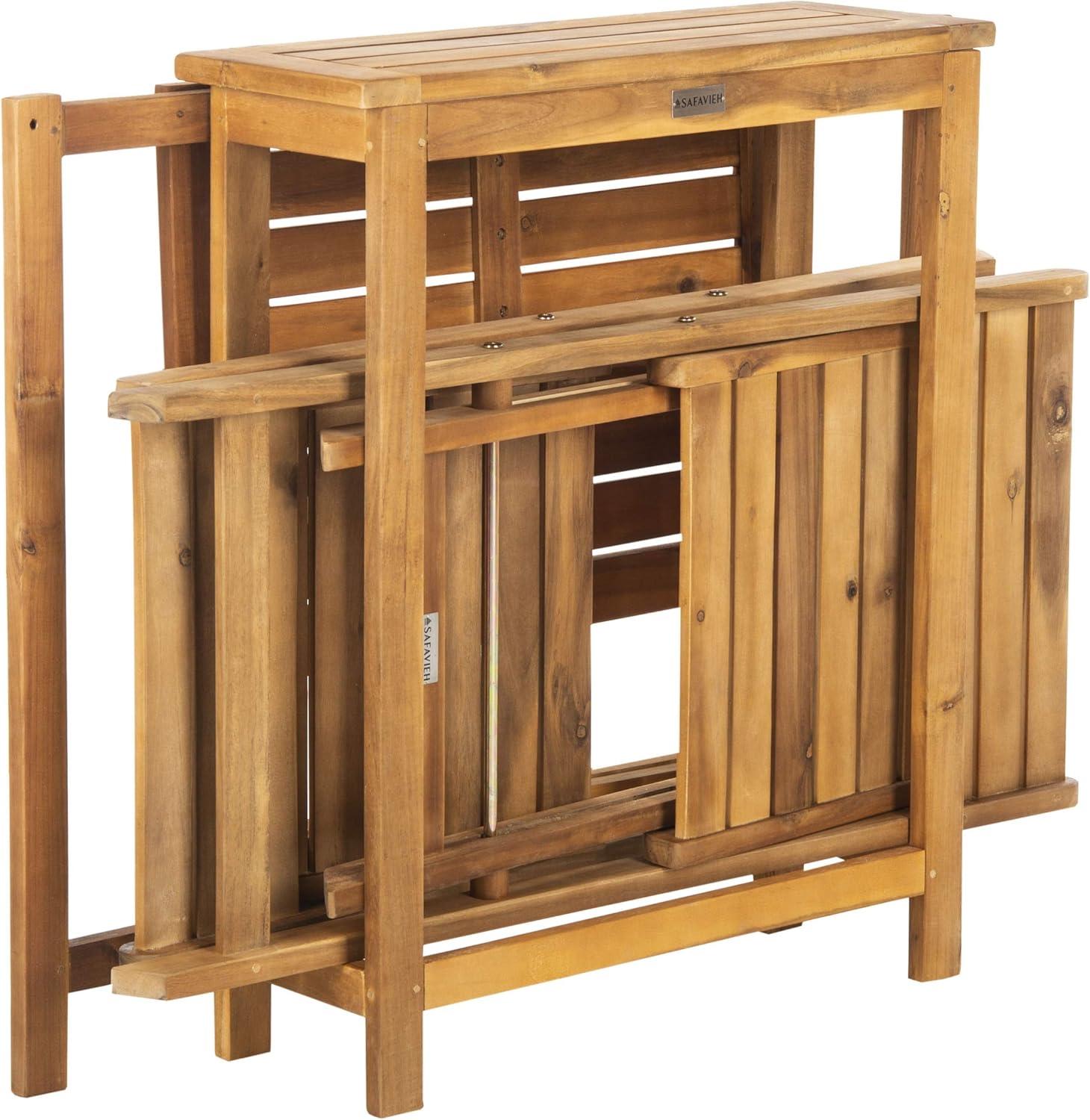 image:imageSAFAVIEH Outdoor Collection Gallo Ash Grey Acacia Wood 3Piece Balcony Bistro SetNatural