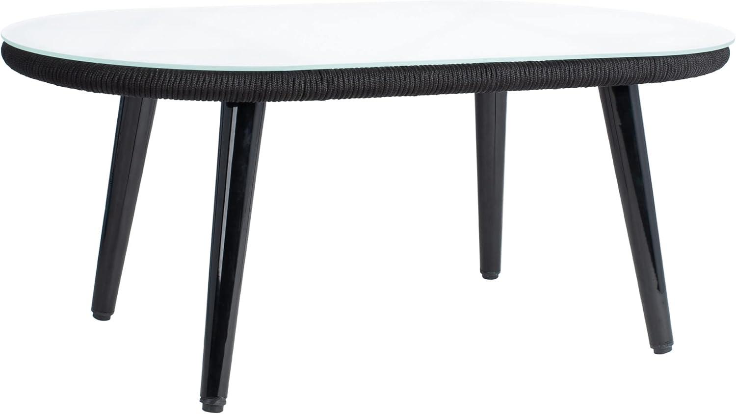 image:imageSAFAVIEH Outdoor Collection Halcott Black RopeWhite Cushion 4Piece Conversation Patio SetBlack White