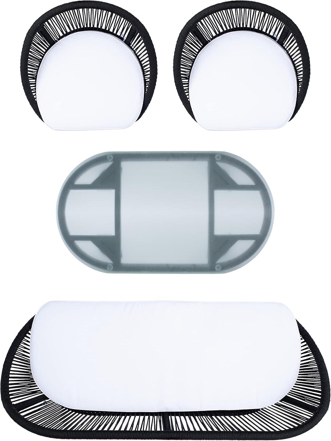image:imageSAFAVIEH Outdoor Collection Halcott Black RopeWhite Cushion 4Piece Conversation Patio SetBlack White
