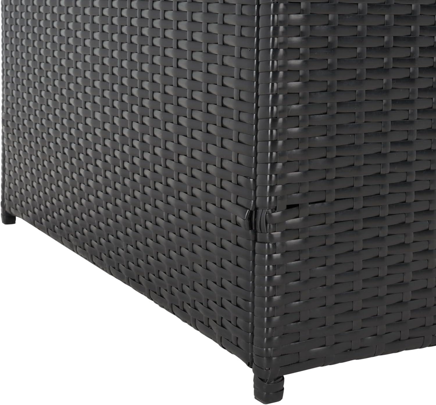 image:imageSAFAVIEH Outdoor Collection Helga BlackLight Grey Wicker Conversation Patio Set