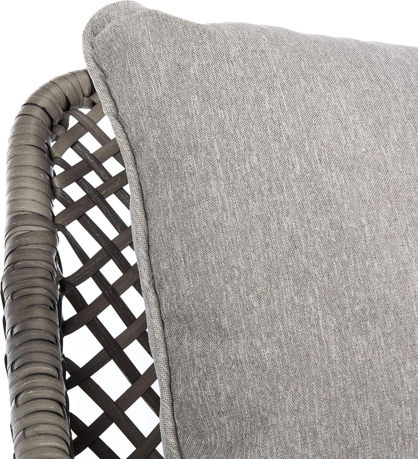 image:imageSAFAVIEH Outdoor Collection Jensen Natural Brown RattanGrey Seat Cushion 3Piece Patio Lounge Bistro Set with Table PAT9008AGrey Grey