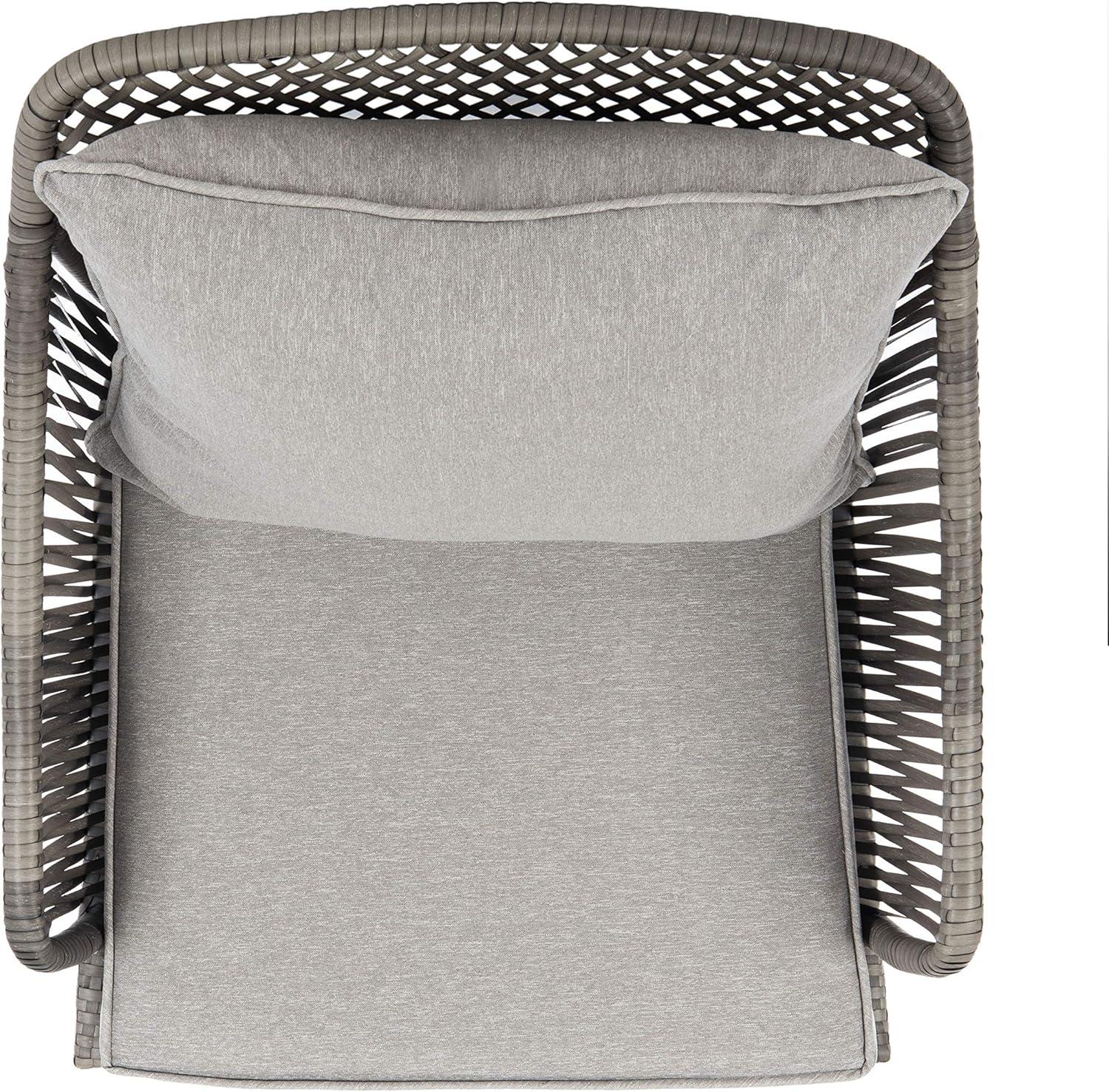 image:imageSAFAVIEH Outdoor Collection Jensen Natural Brown RattanGrey Seat Cushion 3Piece Patio Lounge Bistro Set with Table PAT9008AGrey Grey