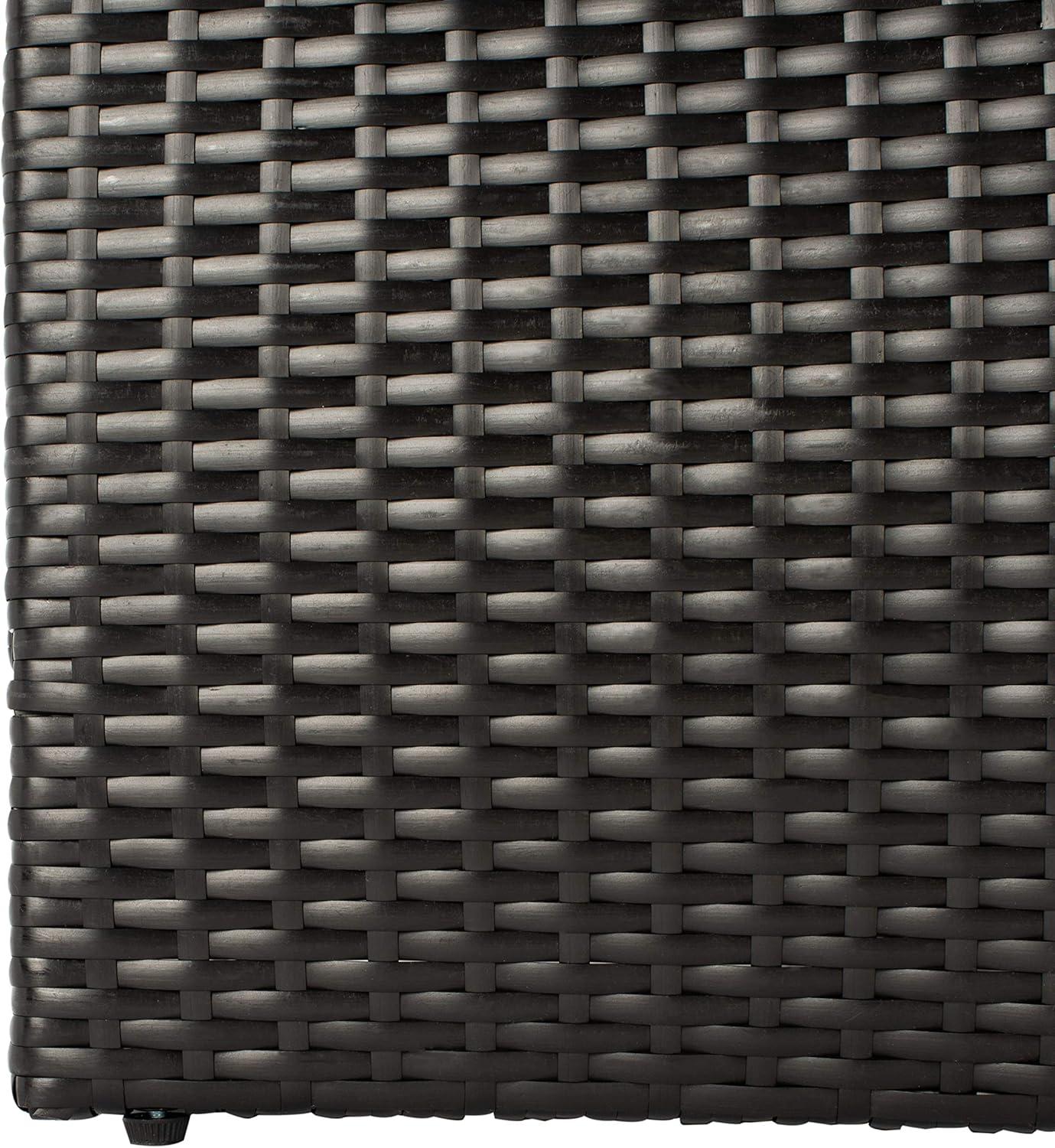 image:imageSAFAVIEH Outdoor Collection Jesvita BeigeWhite CushionNavy Thin Stripe Pillow Conversation Patio SetBlack White
