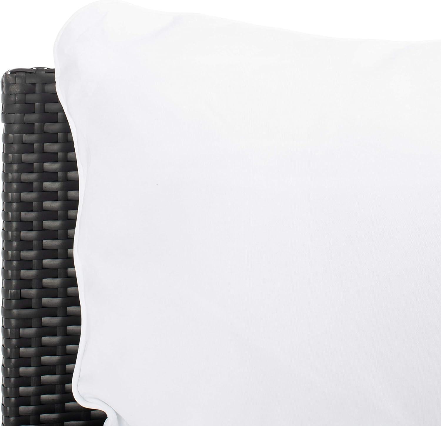 image:imageSAFAVIEH Outdoor Collection Jesvita BeigeWhite CushionNavy Thin Stripe Pillow Conversation Patio SetBlack White