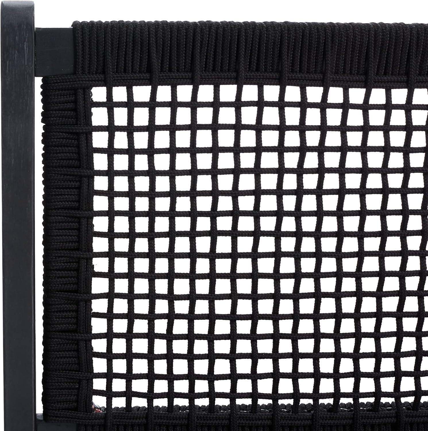 image:imageSAFAVIEH Outdoor Collection Kobina Black Acacia WoodBlack Rope Foldable BenchBlackBlack