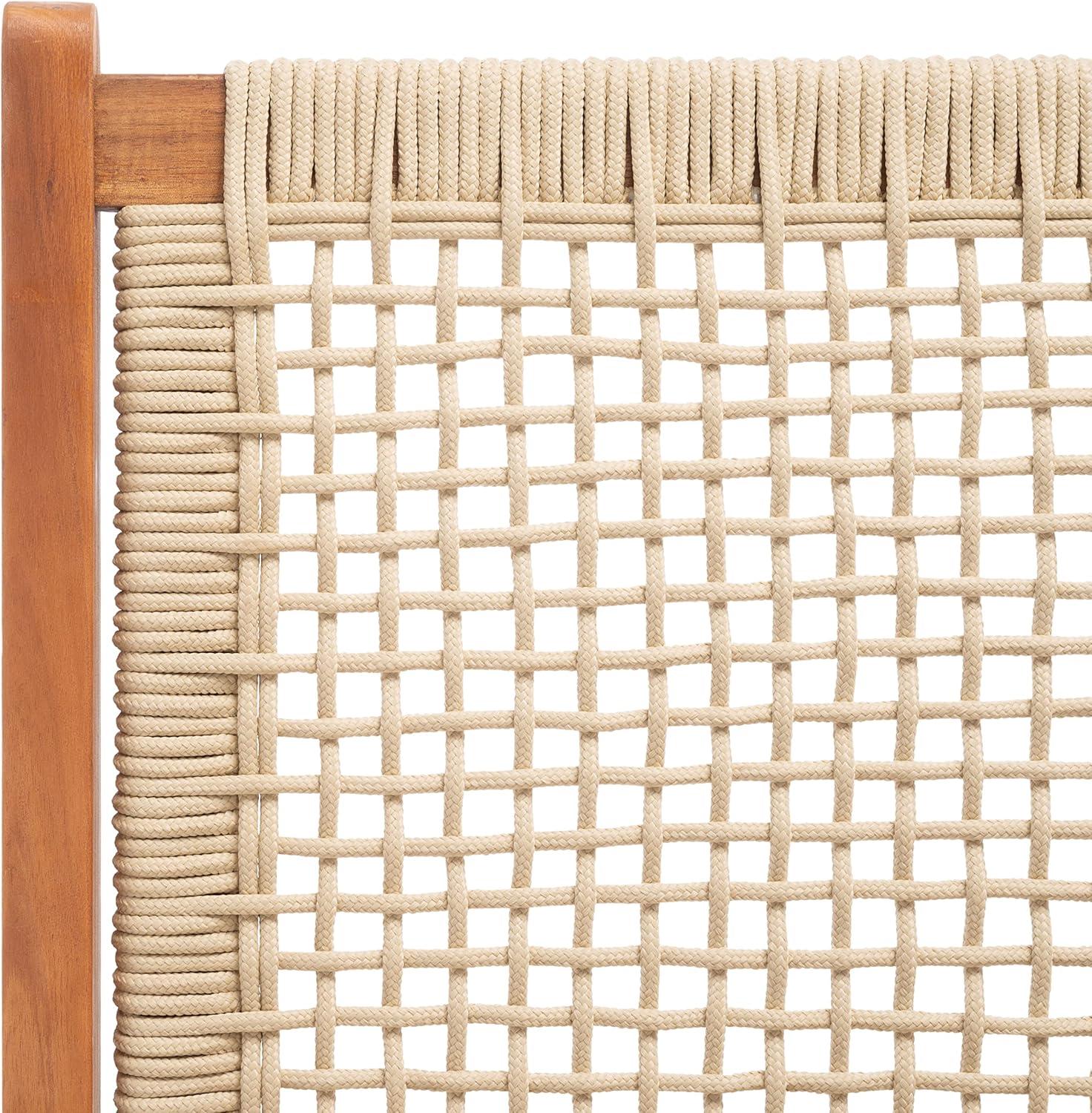 image:imageSAFAVIEH Outdoor Collection Kobina Black Acacia WoodBlack Rope Foldable BenchNaturalNatural